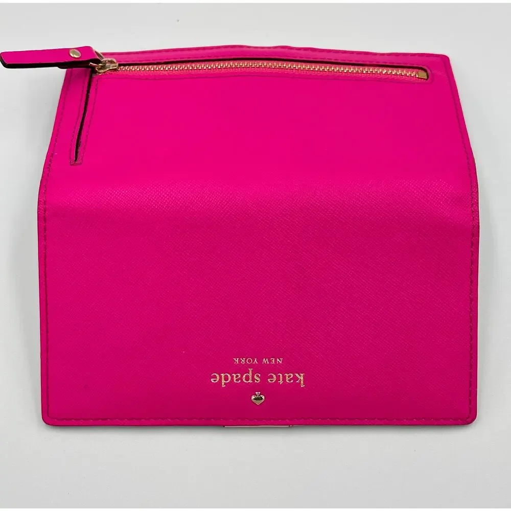 Kate Spade NY Pink Fuschia Mikas Pond Stacy Wallet Card Holder
